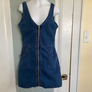 90s zipper denim dress size large (but runs small)